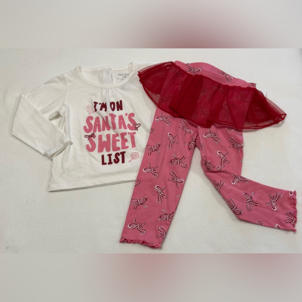 Okie Dokie 18M Girls 2-Pc Top/Legging Set I’m On Santa’s Sweet List - NWT